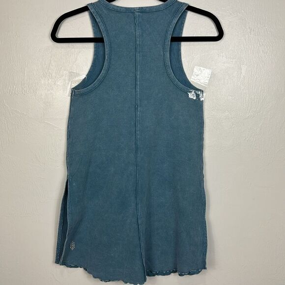 FP Movement Blue Sleeveless Side Slits Ribbed Tunic Tank Top Size XS - Picture 3 of 7